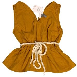 ASOS Mustard Sleeveless Blouse with Rope Belt